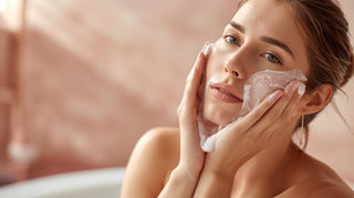 Woman showering with gentle body wash to preserve spray tan